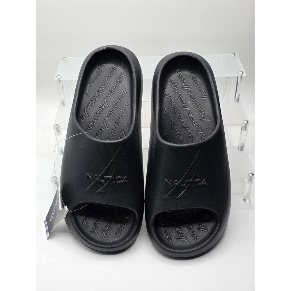 Nautica Ledger Men's Comfort Slide Sandals Black Synthetic US Size 9